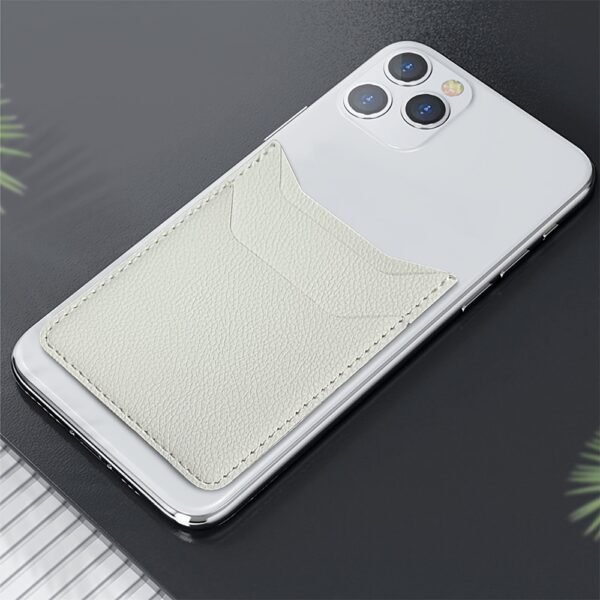 Portable Card Holder Thin Mobile Phone Wallet Faux Leather Back Card Holder