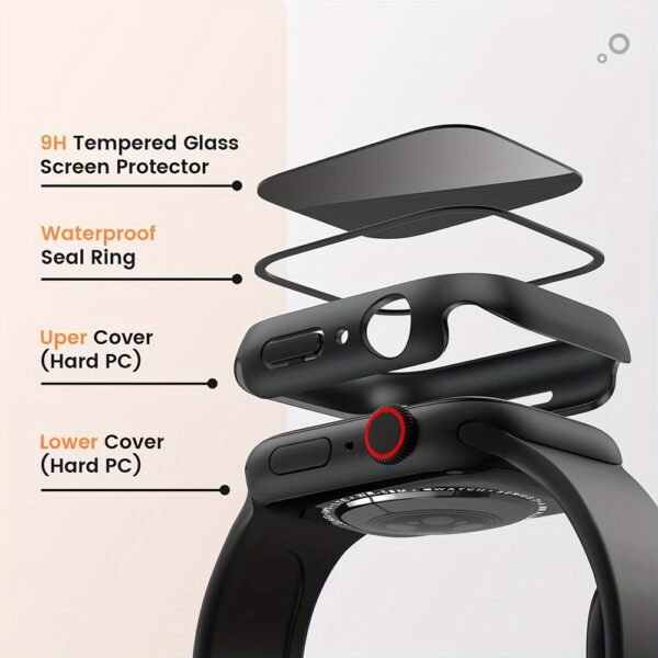 PC Hard Shell Smartwatch Case with 9H Tempered Glass Screen Protector