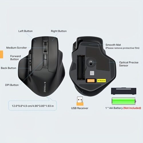 1pc E-YOOSO X-31 2.4G wireless mouse with 6 keys 800/1200/1600/2000/4800 five-speed CPI for business office self-sleep mouse
