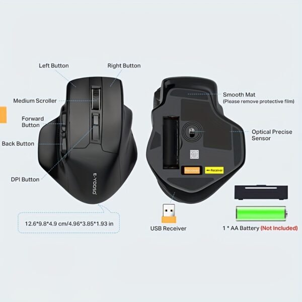 1pc E-YOOSO X-31 2.4G wireless mouse with 6 keys 800/1200/1600/2000/4800 five-speed CPI for business office self-sleep mouse