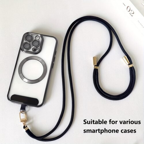 Adjustable Phone Strap with Golden-Tone Buckle