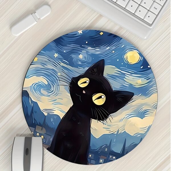 1pc Black Cat Starry Night Mouse Pad