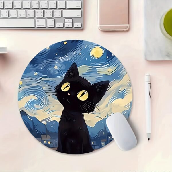 1pc Black Cat Starry Night Mouse Pad