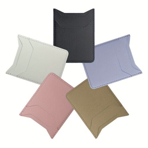 Portable Card Holder Thin Mobile Phone Wallet Faux Leather Back Card Holder