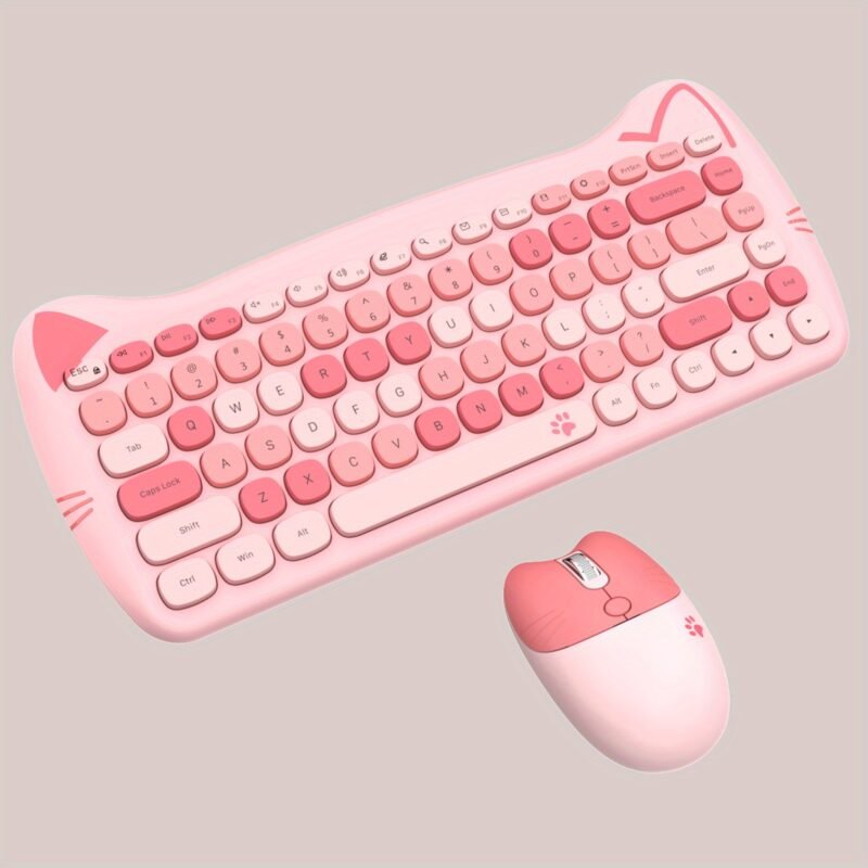 The Geezer Meow Cute Cat Is a Charming Compact Wireless Keyboard And Mouse Set Shaped Like a Cat