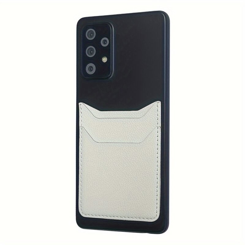 Portable Card Holder Thin Mobile Phone Wallet Faux Leather Back Card Holder