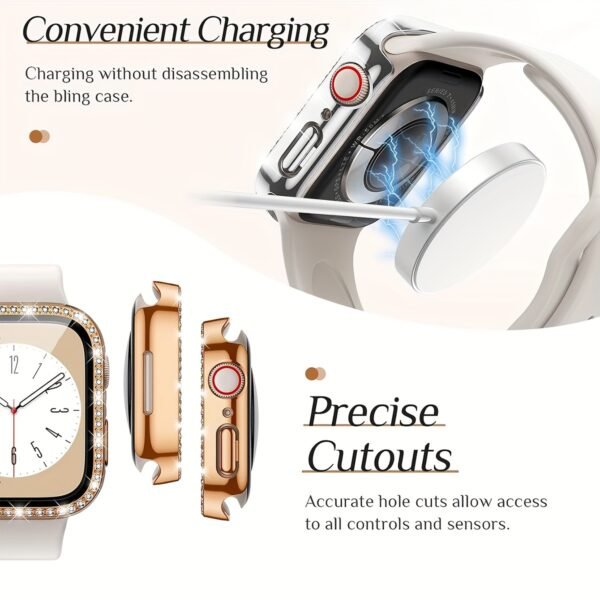 A Set of Two Shiny Diamond-Plated Protective Cases for Apple Watch