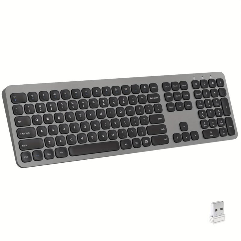 2.4GHz Wireless Keyboard with Number Pad Full Size Design for Laptop Desktop PC Tablet