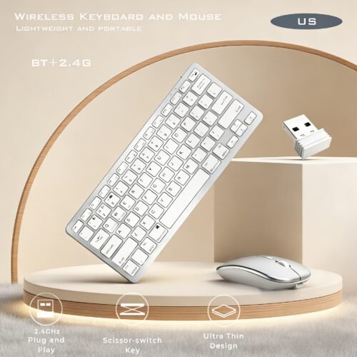 Rechargeable Wireless BT+2.4G Keyboard and Mouse Combo